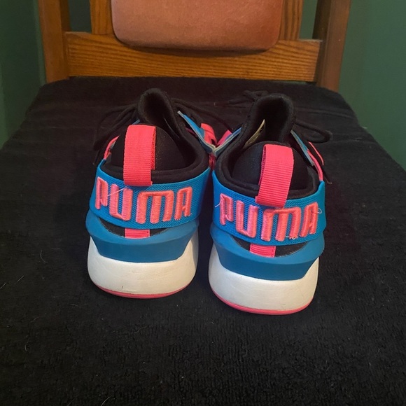 Puma Ignite Shoes Size 4C Girls Lace Blue Pink Black Sneaker Running Wal… - Picture 5 of 6